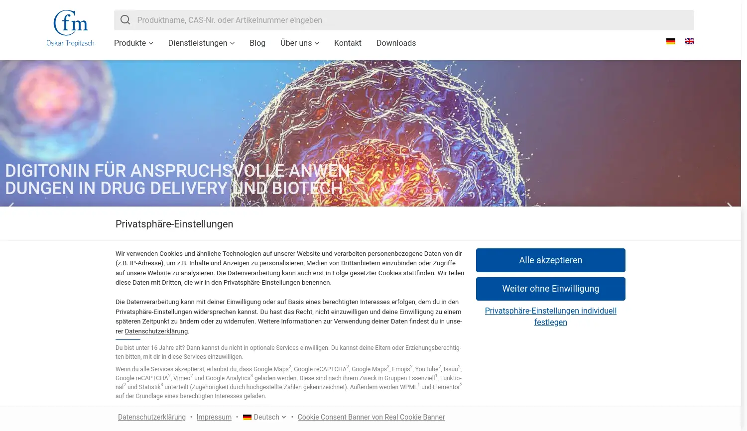 Website der Firma Cfm Oskar Tropitzsch GmbH