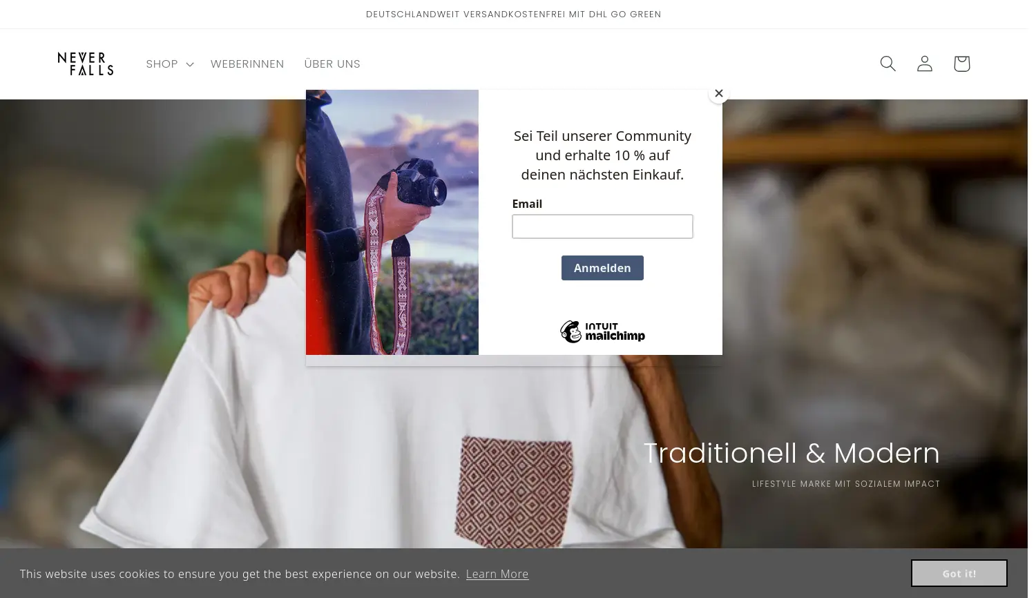 Website der Firma Never Falls - Rieck und Salazar Kämpf GbR