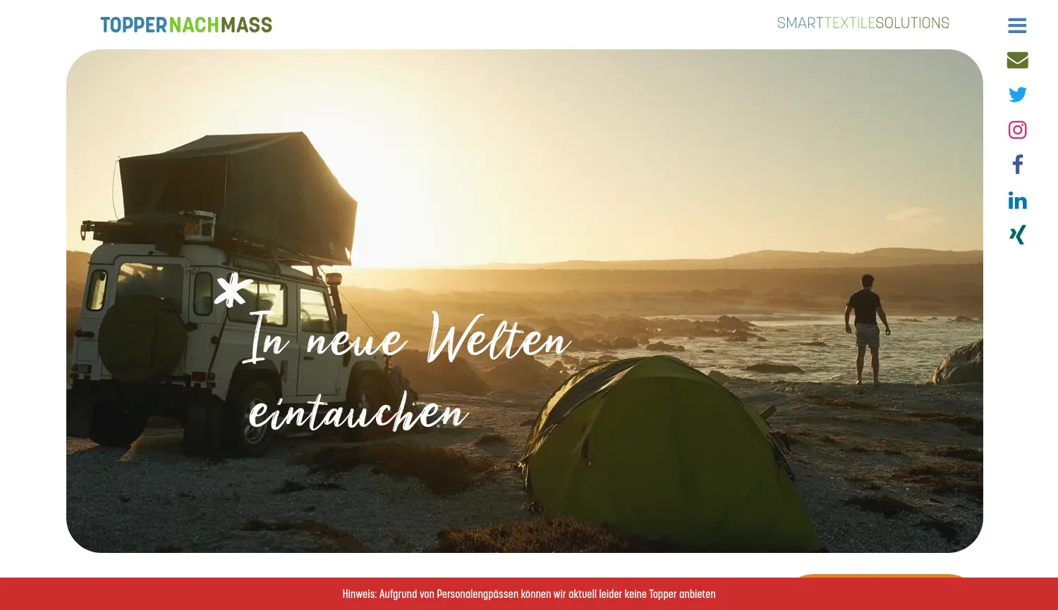 Website der Firma smart textile solutions GmbH