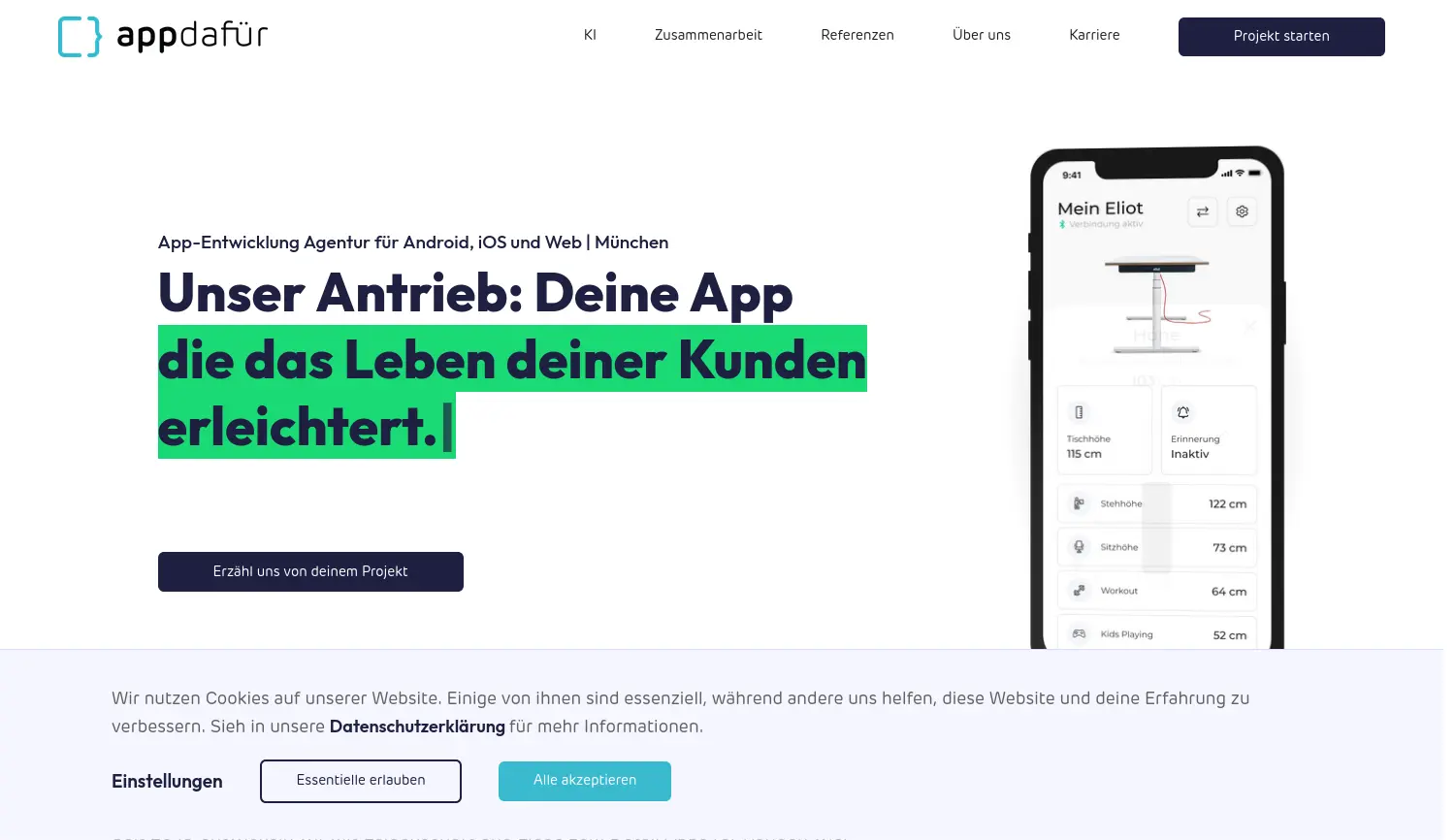 Website der Firma Appdafuer GmbH