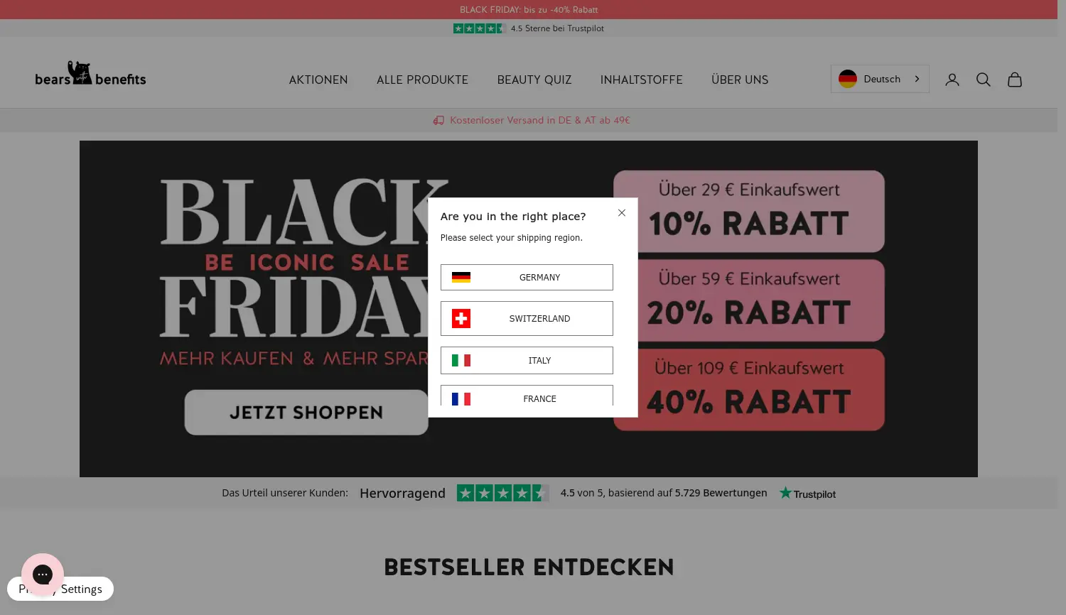 Website der Firma BEARS WITH BENEFITS