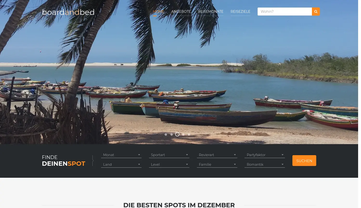 Website der Firma Board & Bed