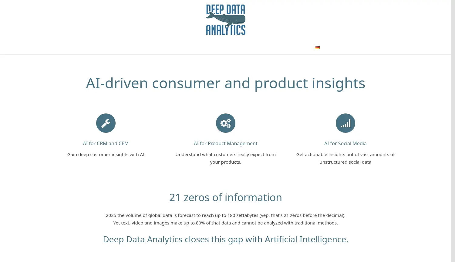 Website der Firma Deep Data Analytics UG (haftungsbeschränkt)