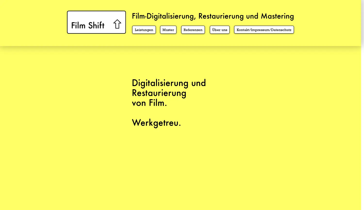 Website der Firma Film Shift GmbH