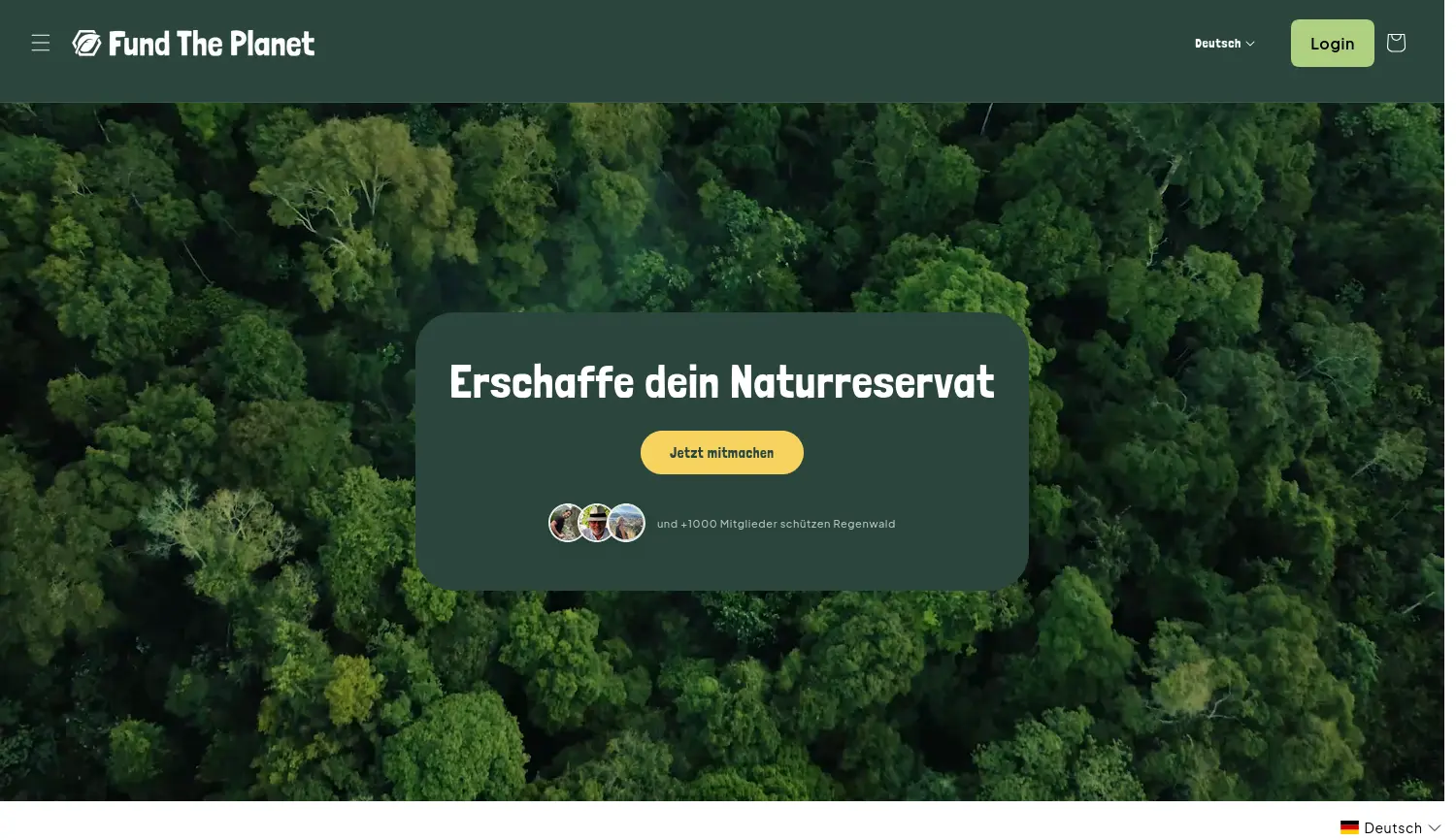 Website der Firma Fund The Planet