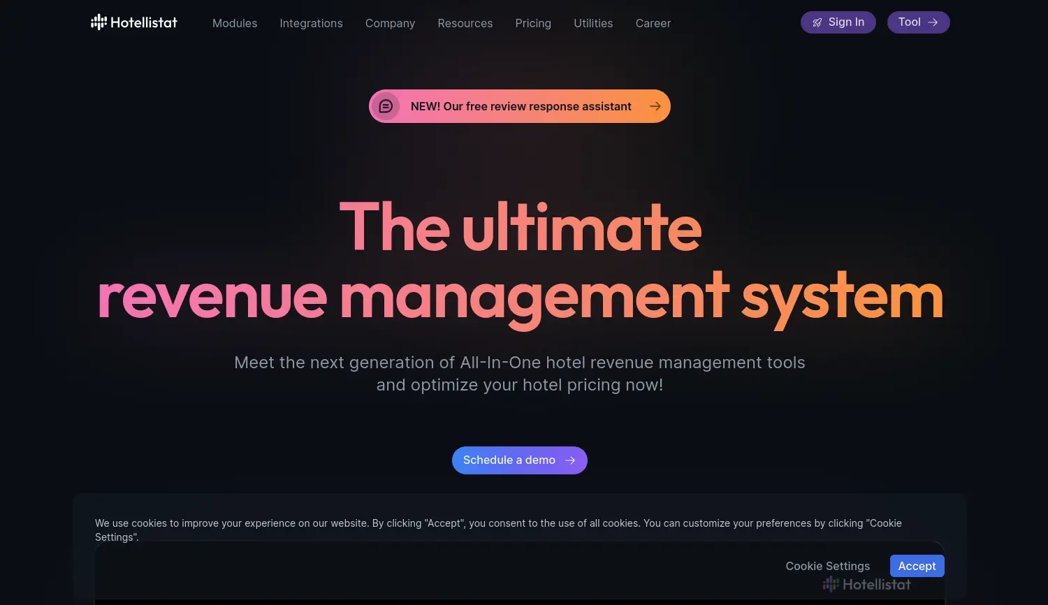 Website der Firma Hotellistat GmbH