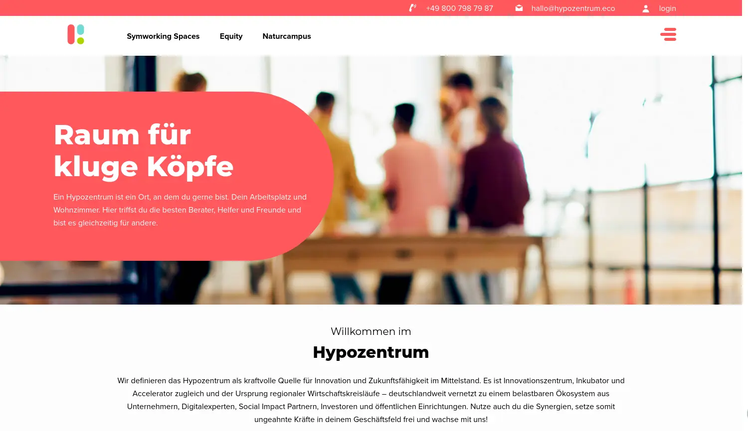 Website der Firma Hypozentrum GmbH