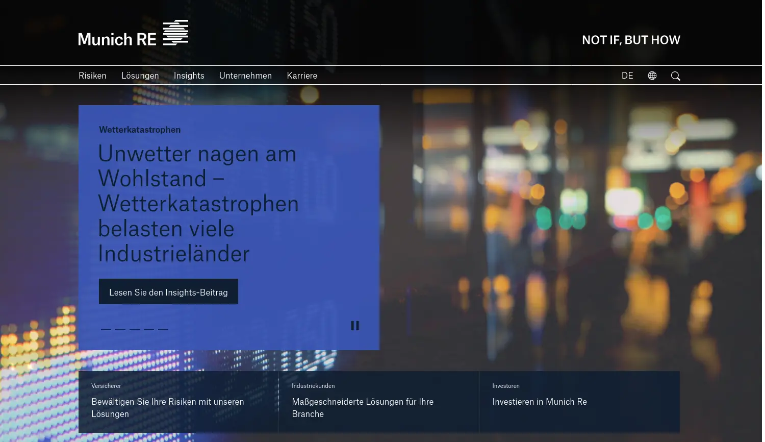 Website der Firma Münchener Rückversicherungs-Gesellschaft Aktiengesellschaft in München