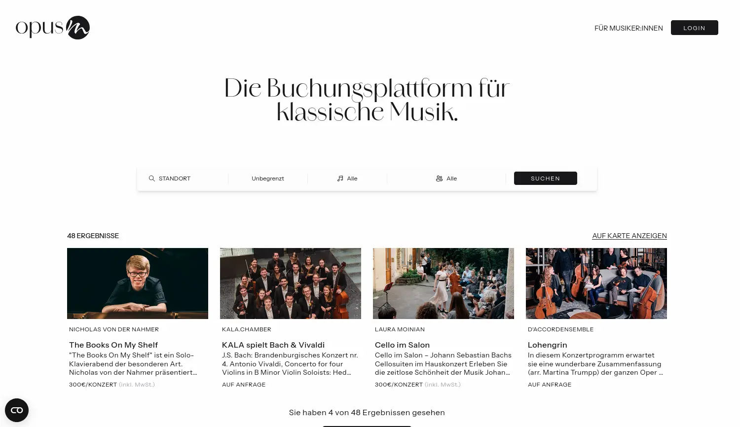 Website der Firma OpusM projects GmbH
