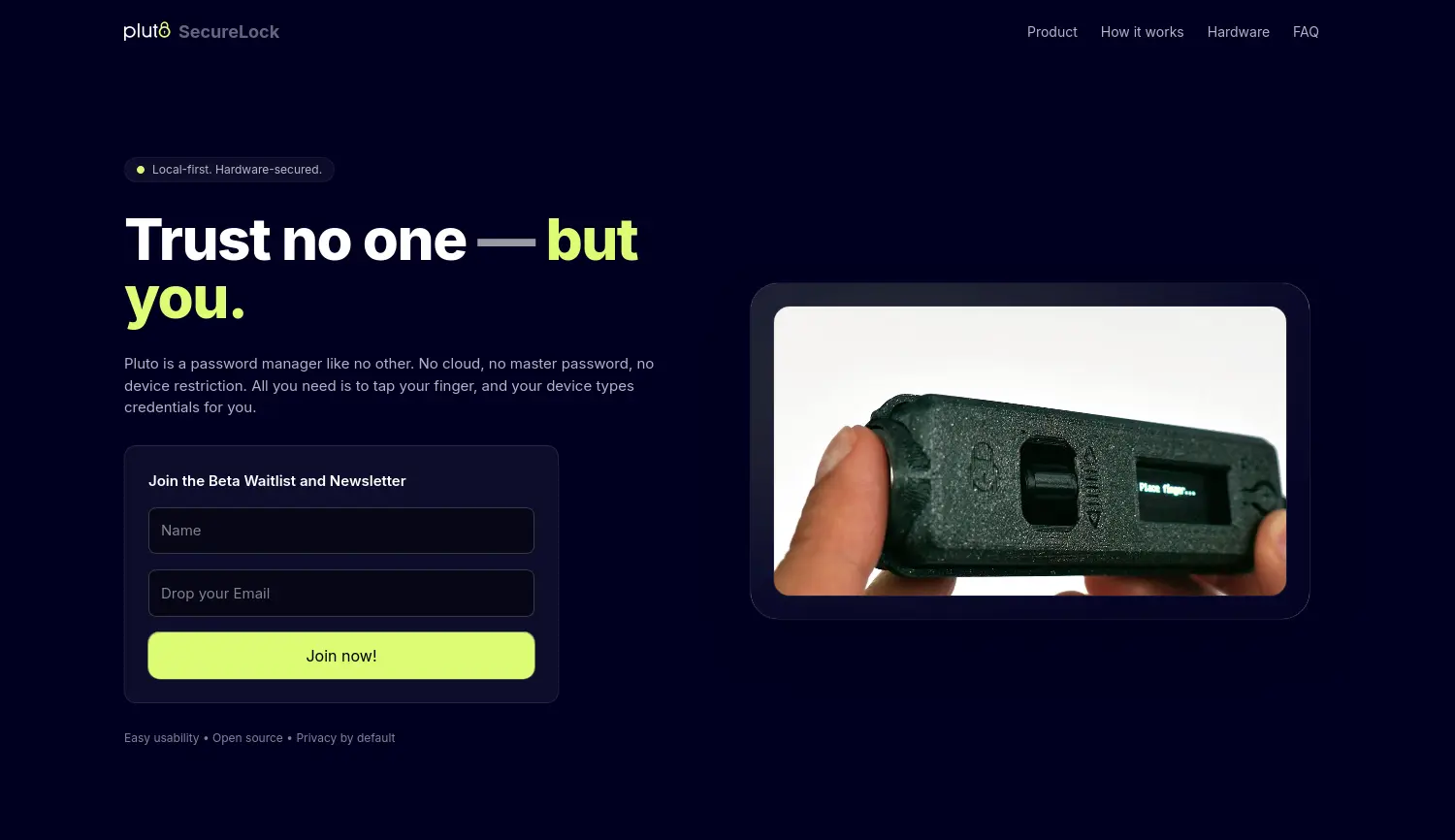 Website der Firma Pluto