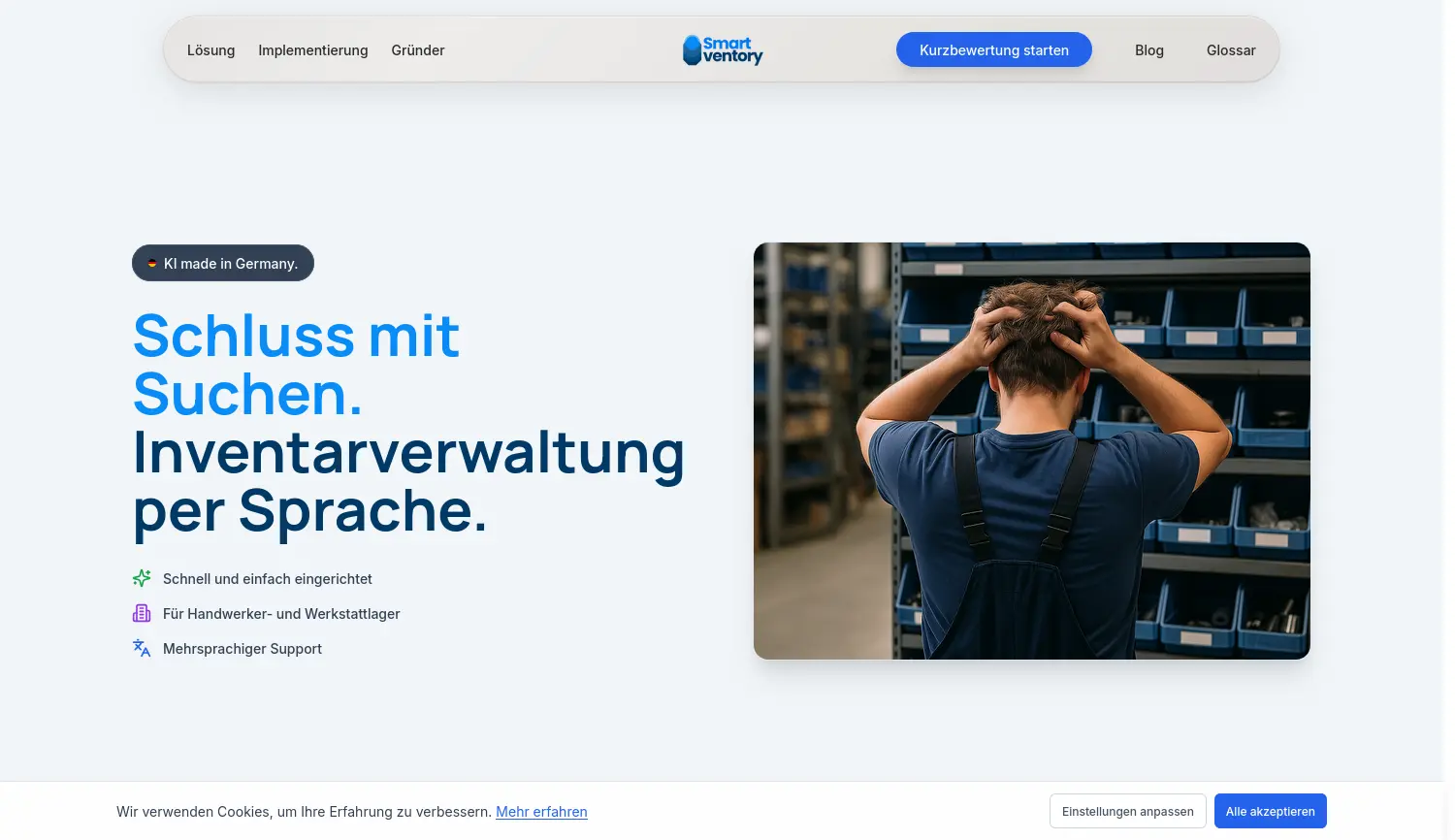 Website der Firma Smartventory UG i.G.