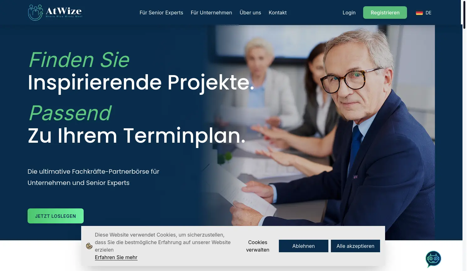 Website der Firma AtWize Business Services GmbH