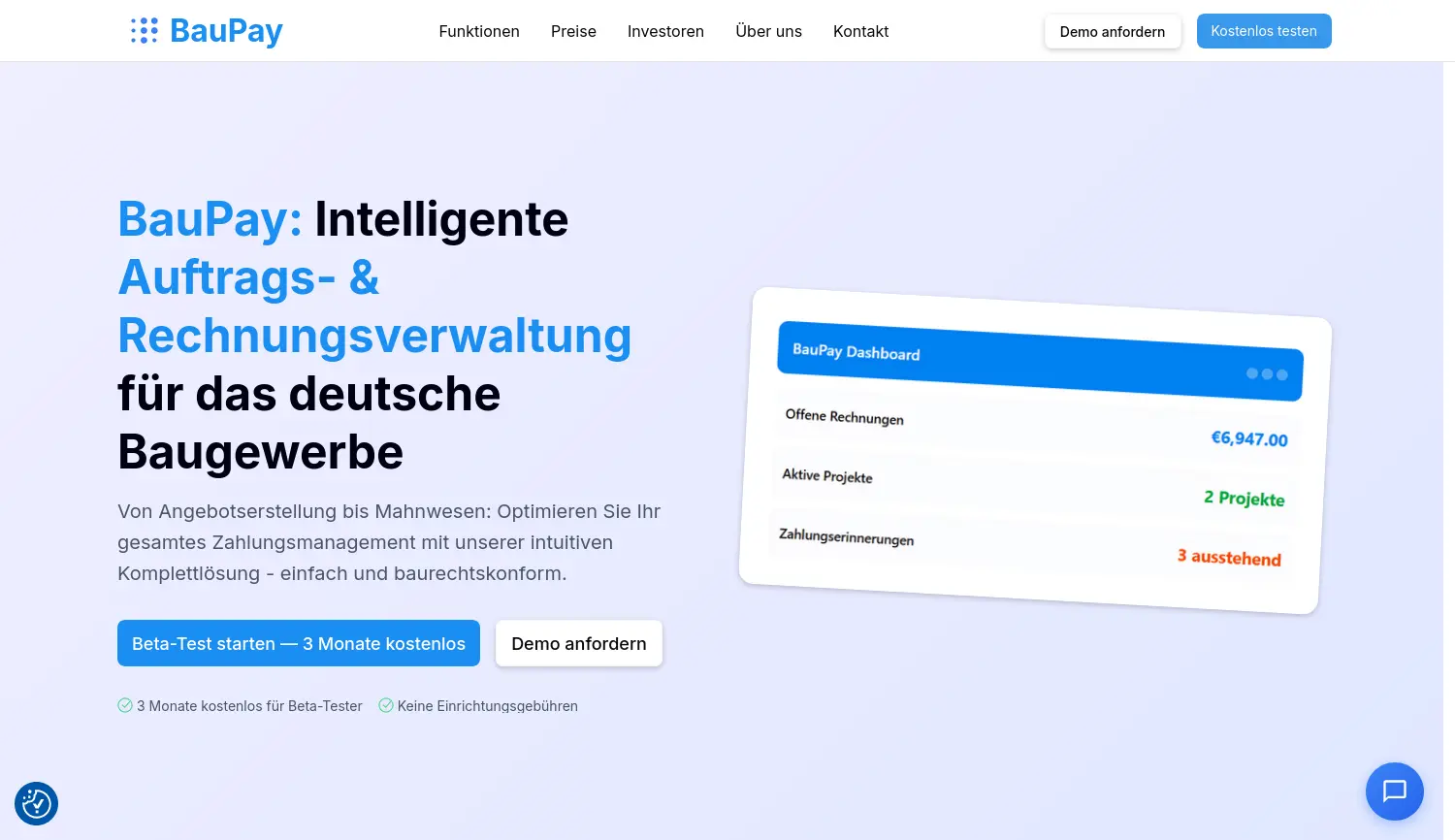 Website der Firma BauPay UG (Haftungsbeschränkt)