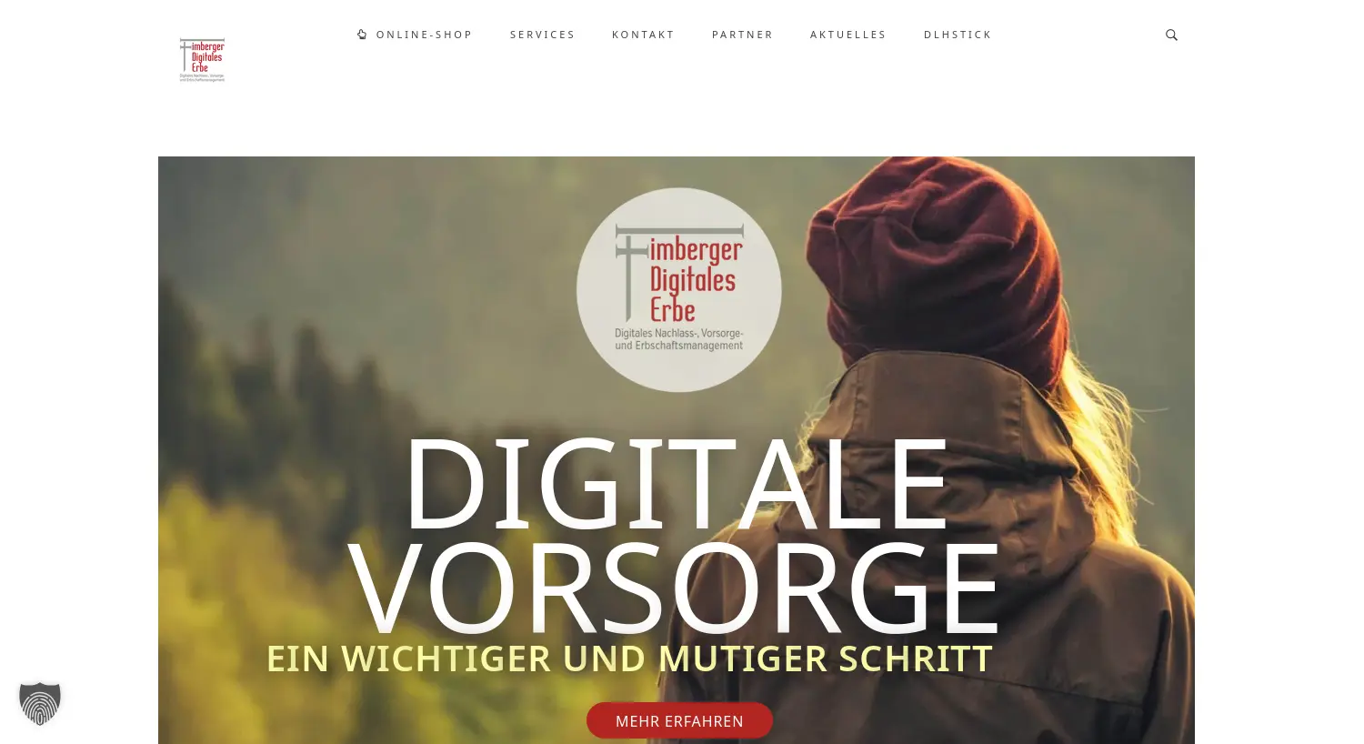 Website der Firma Digitales Erbe Fimberger Einzelunternehmen