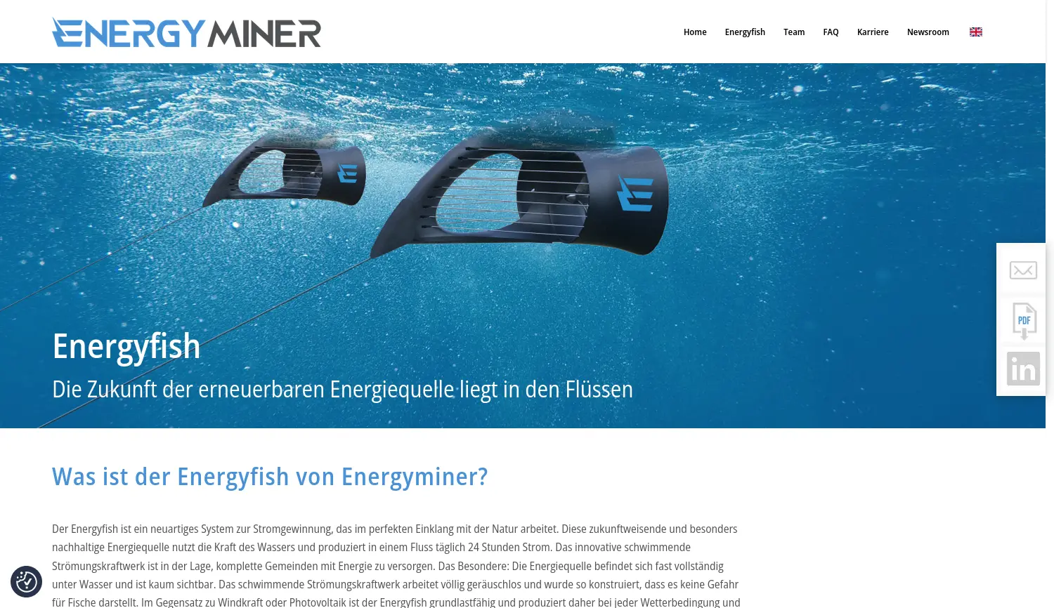 Website der Firma Energyminer GmbH