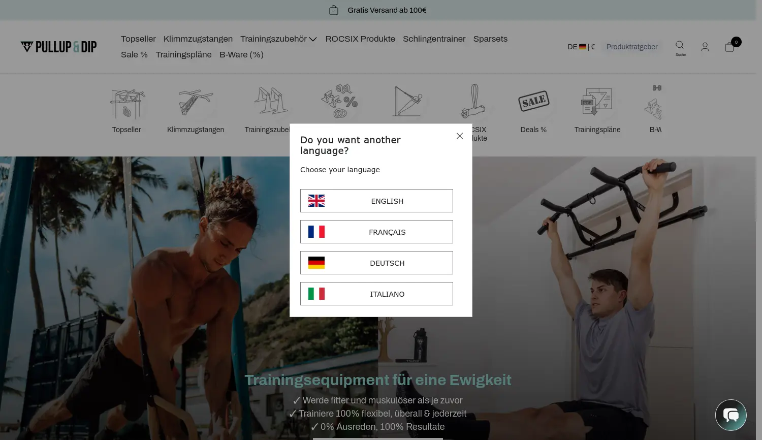 Website der Firma Pullup & Dip