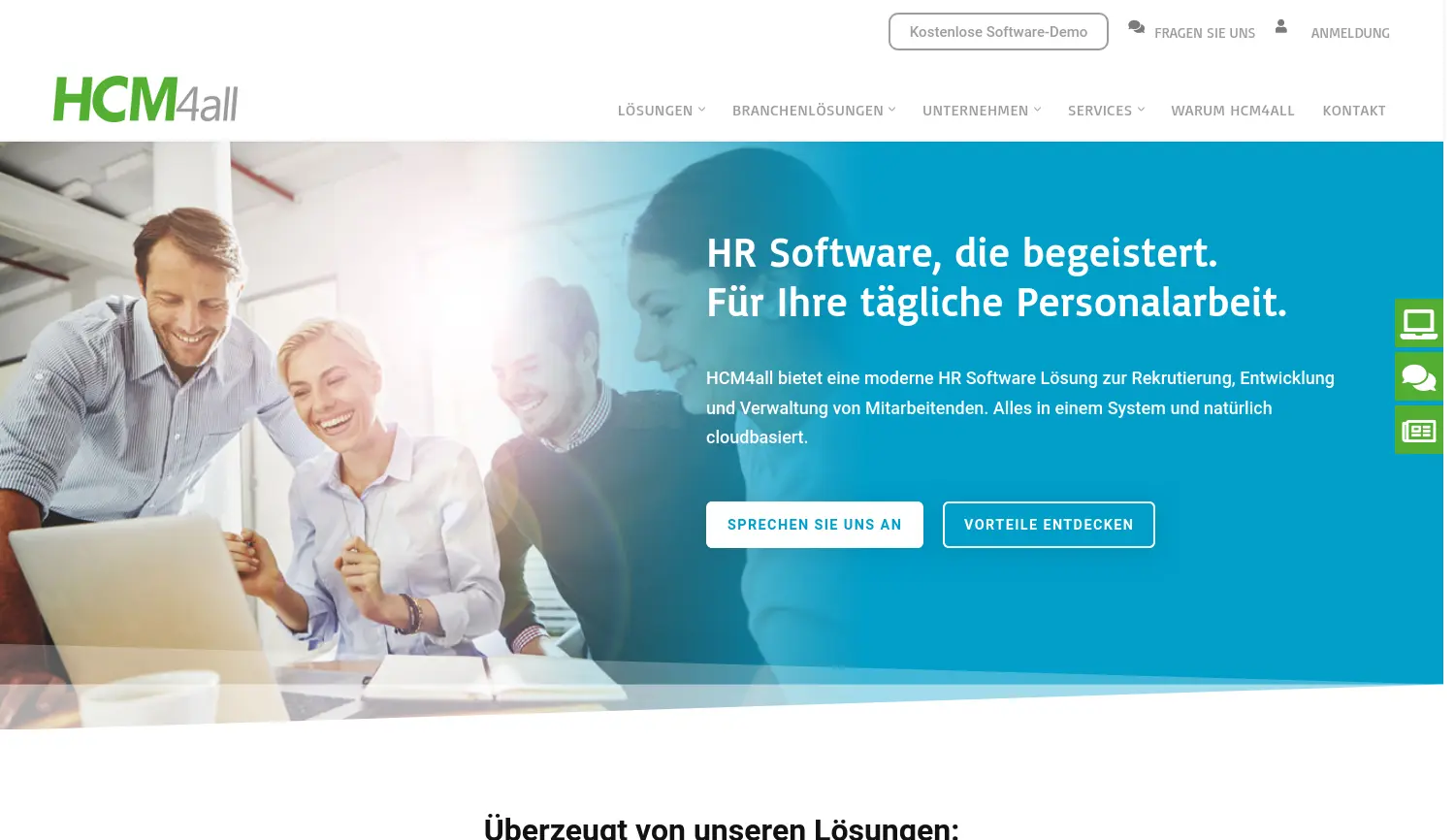 Website der Firma HCM4all GmbH
