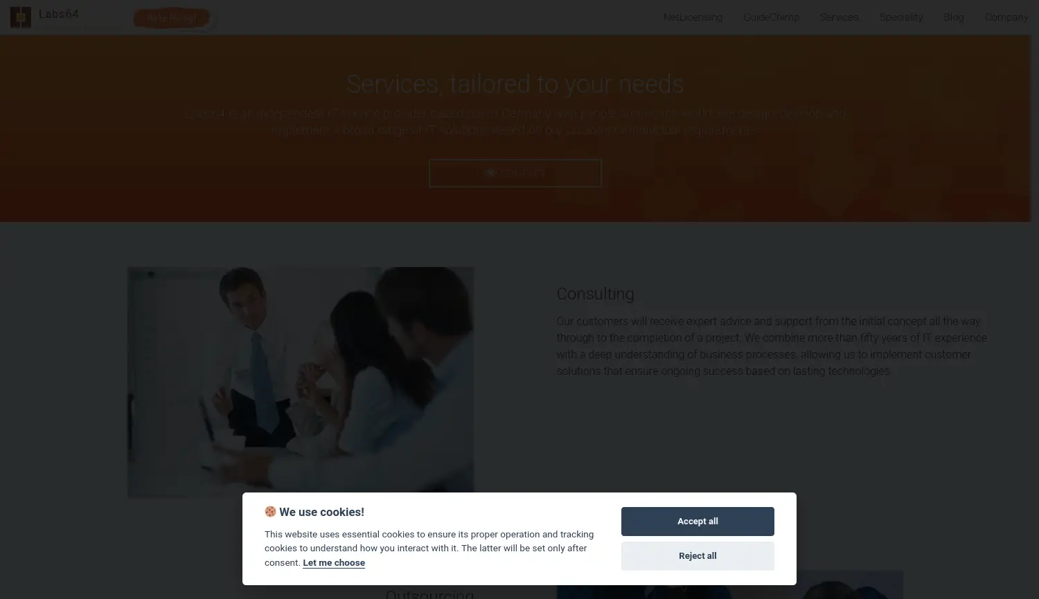 Website der Firma Labs64 GmbH