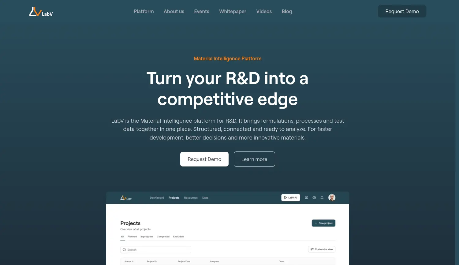 Website der Firma LabV Intelligent Solutions GmbH