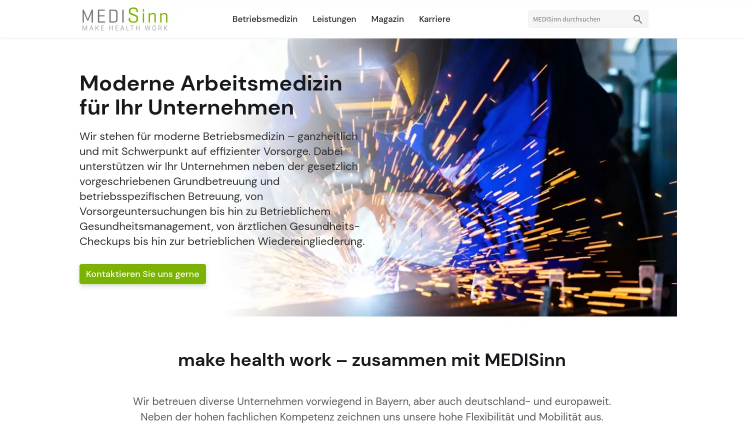 Website der Firma MEDISinn GmbH