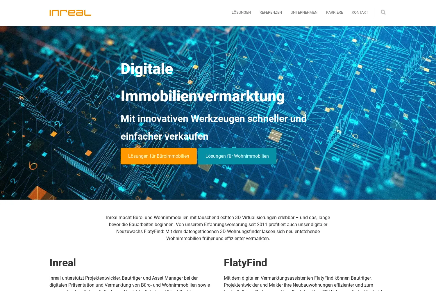 Website der Firma InReal Technologies GmbH