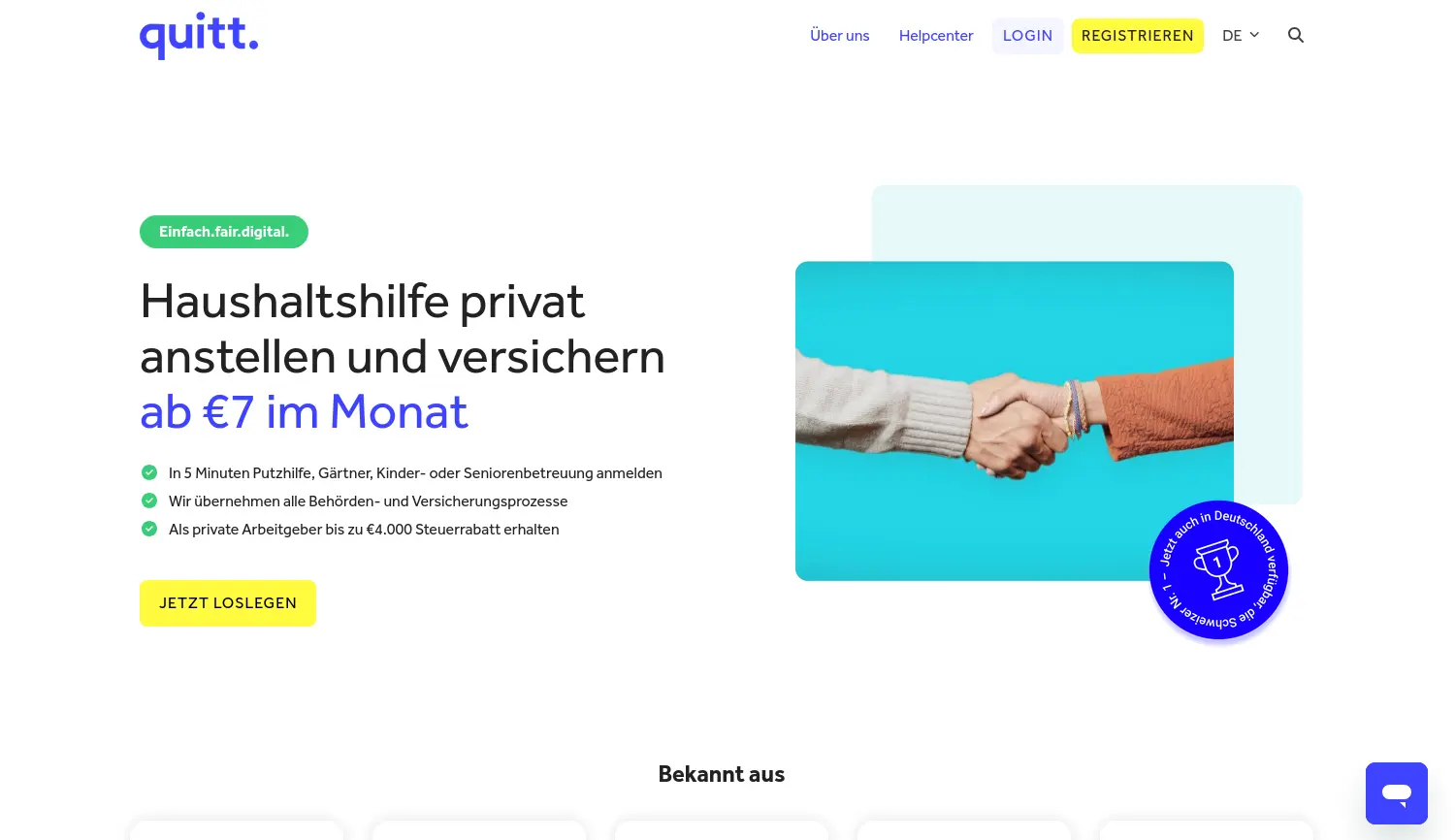 Website der Firma quitt Deutschland GmbH