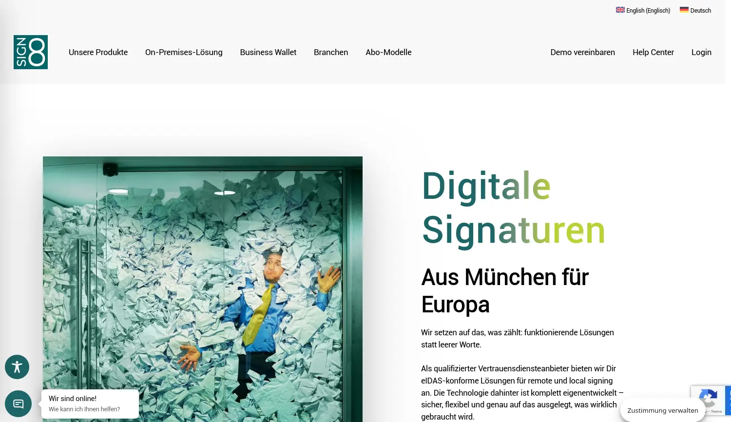 Website der Firma SIGN8 GmbH