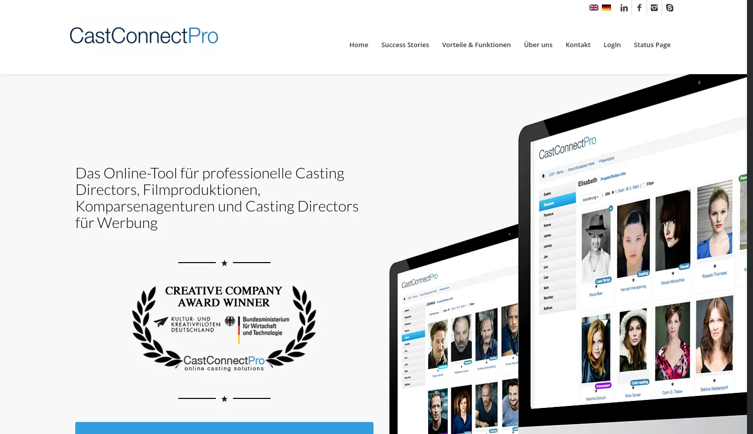 Website der Firma Cast Connect Pro (Inhaber: Martin Douglas)