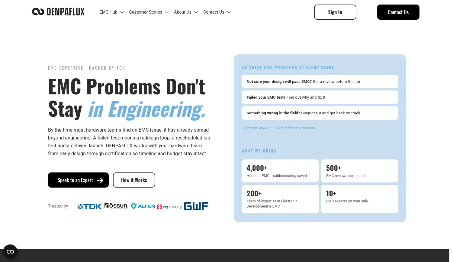 Website der Firma DENPAFLUX GmbH