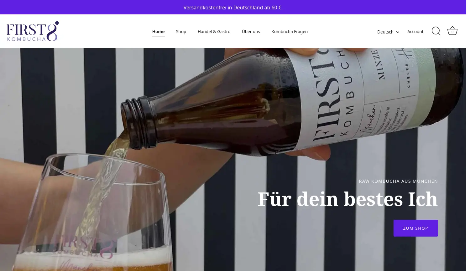 Website der Firma FIRST8 Manufaktur GmbH