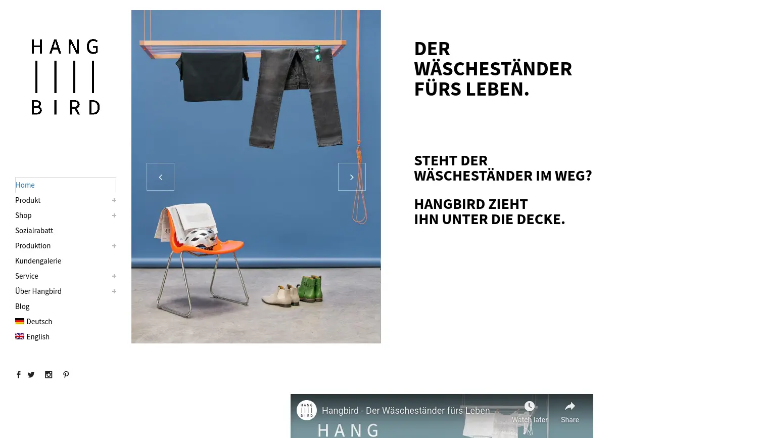 Website der Firma Hangbird, Inh. Samuel Kutter