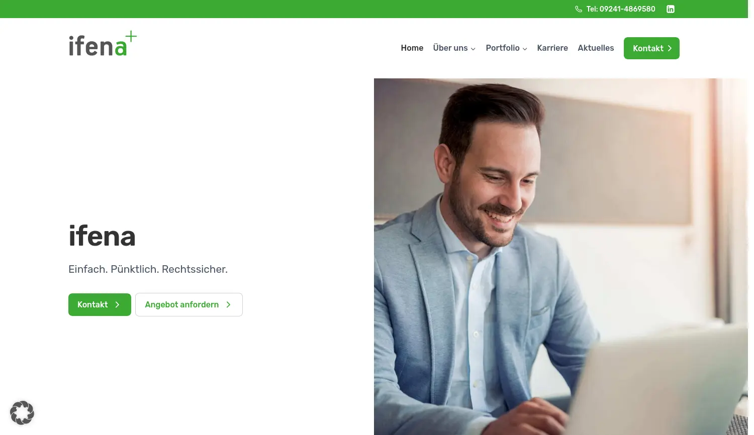 Website der Firma ifena GmbH