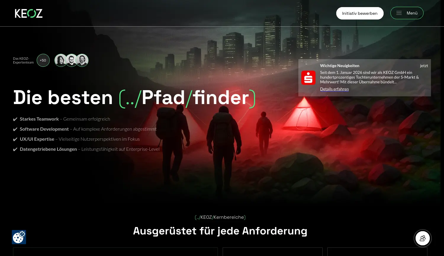 Website der Firma KEOZ GmbH