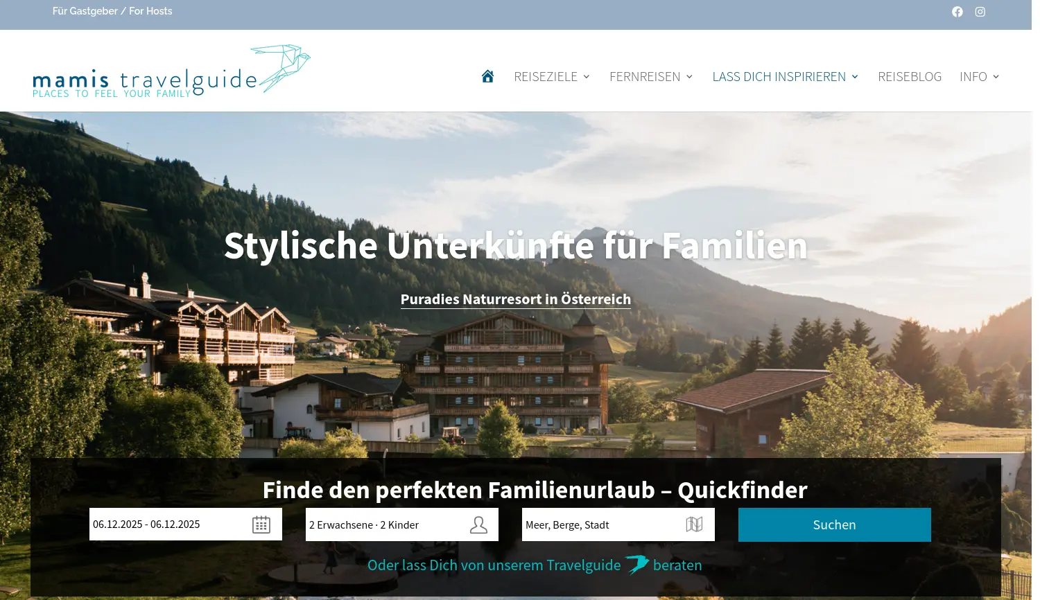 Website der Firma mamis travelguide