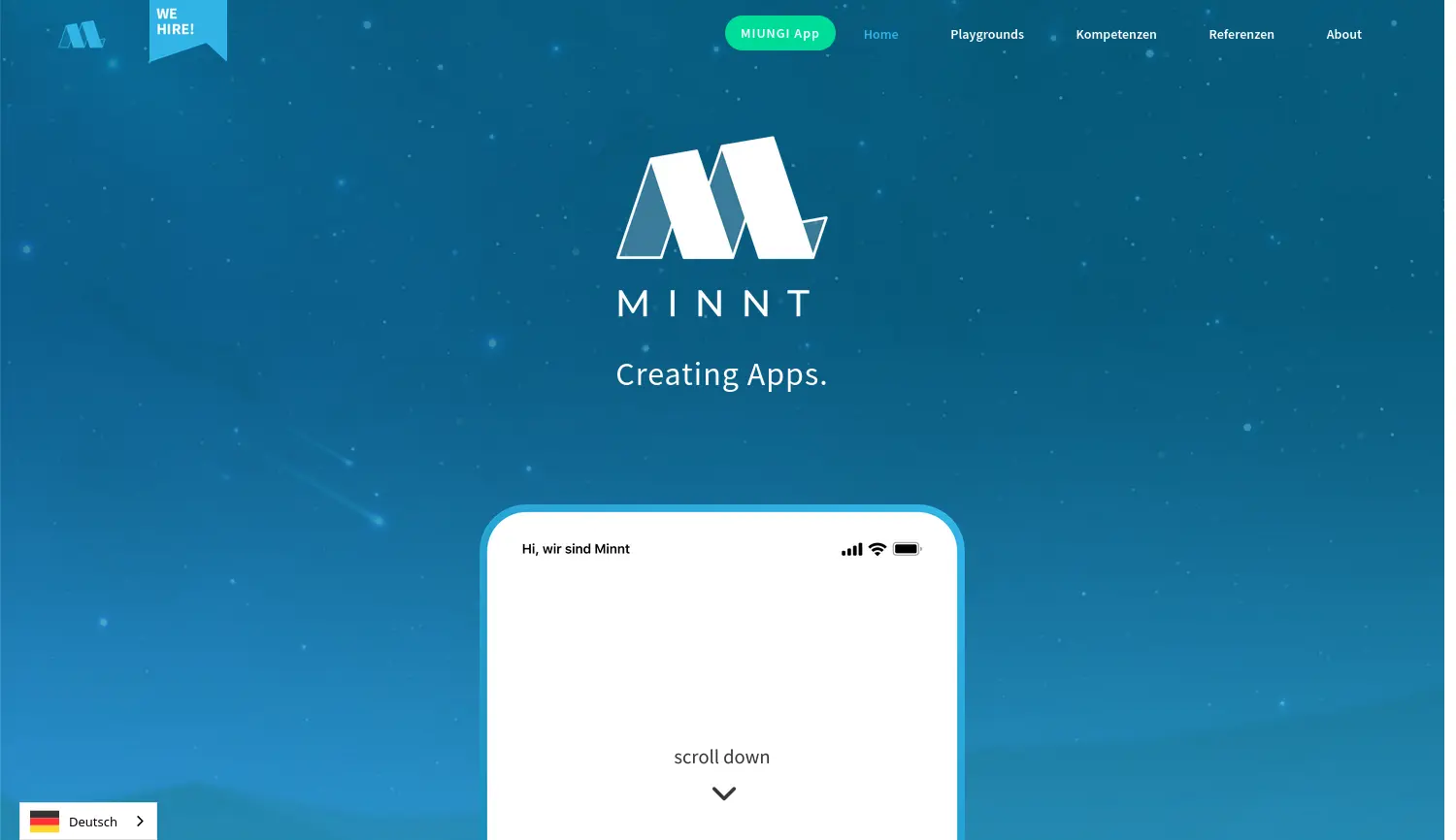 Website der Firma Minnt GmbH