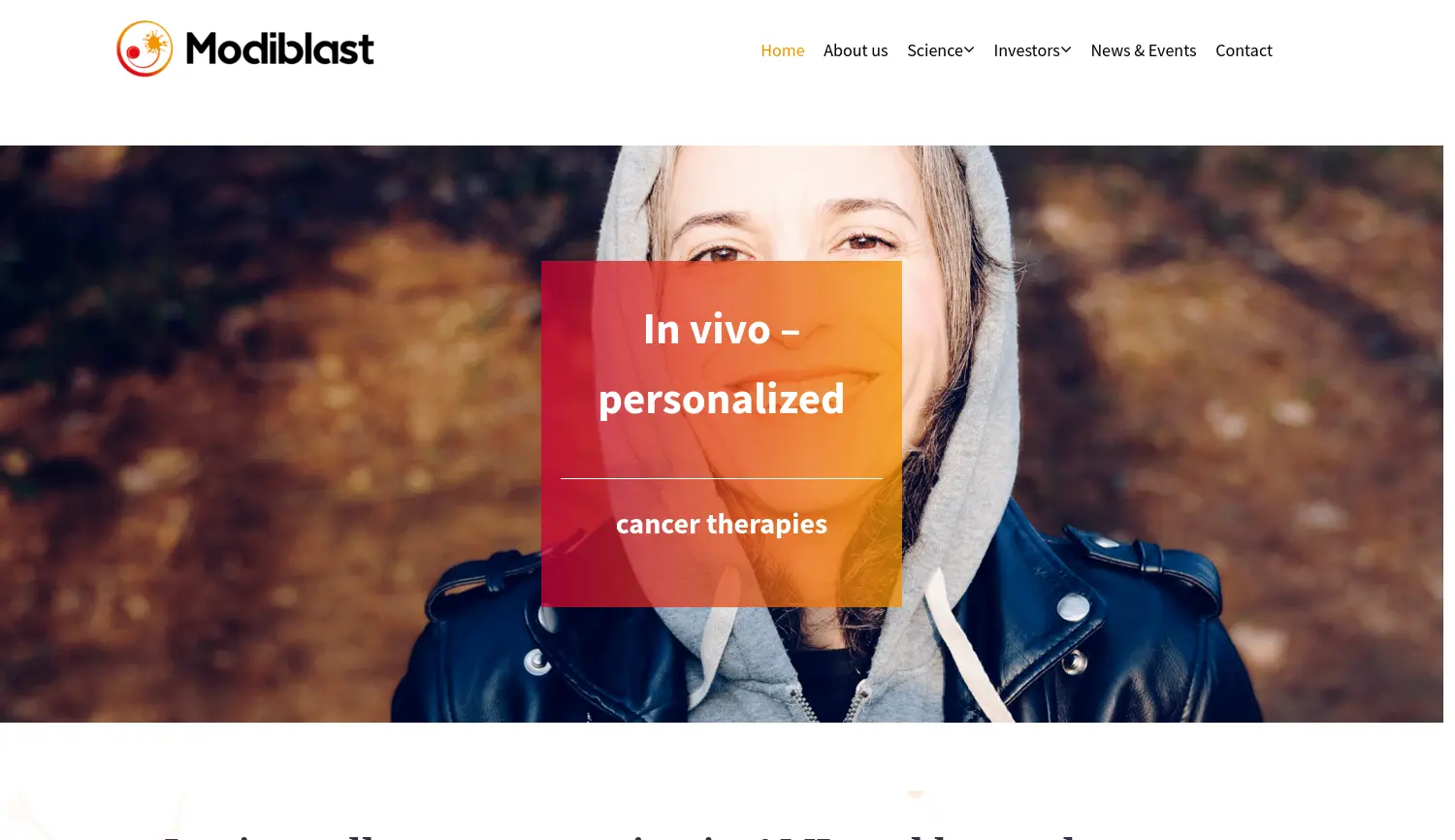 Website der Firma Modiblast Pharma GmbH