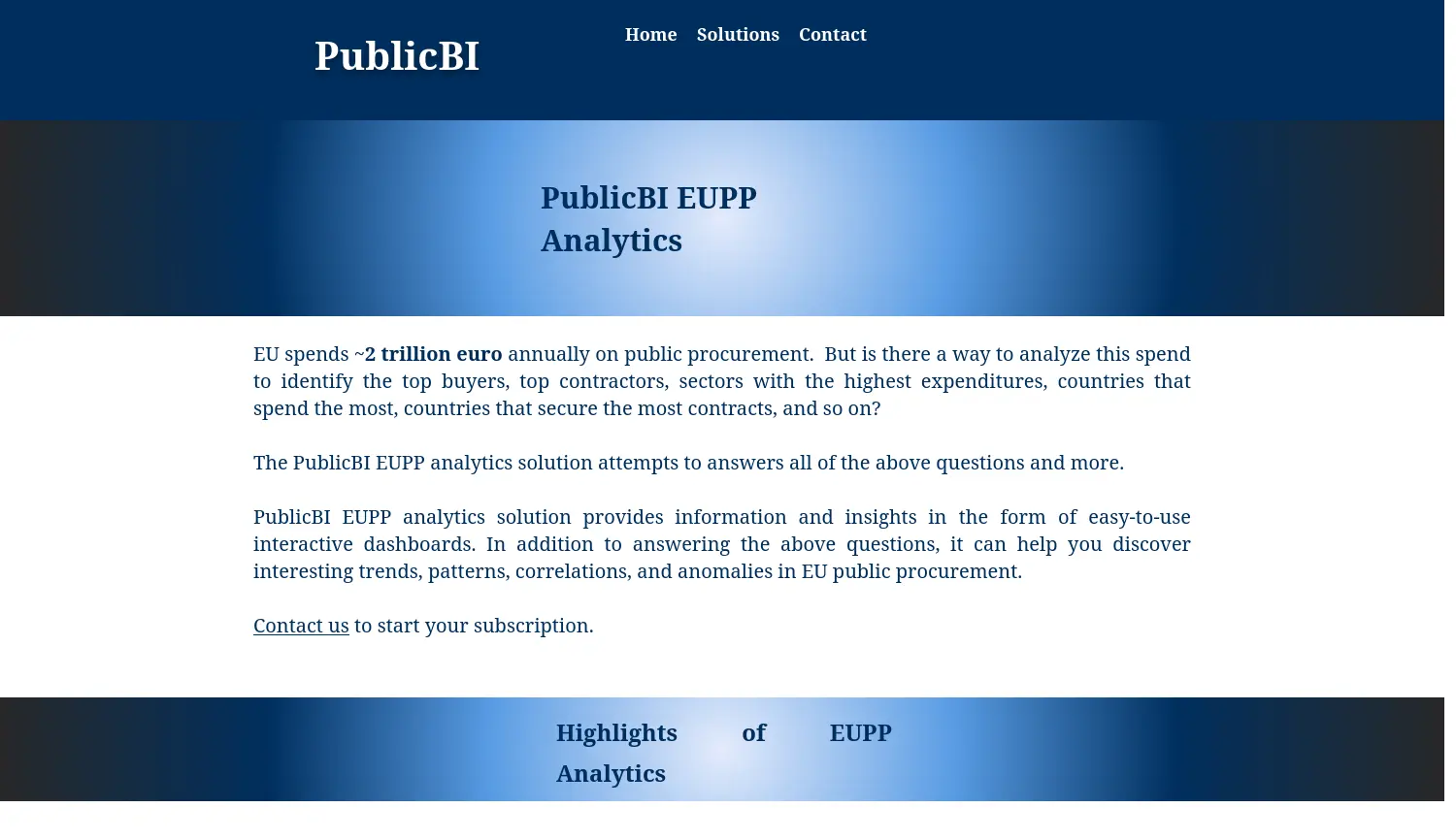 Website der Firma PublicBI UG (haftungsbeschränkt)