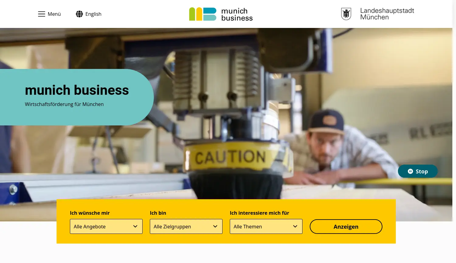 Website der Firma Wirtschaftsförderung der Landeshauptstadt München