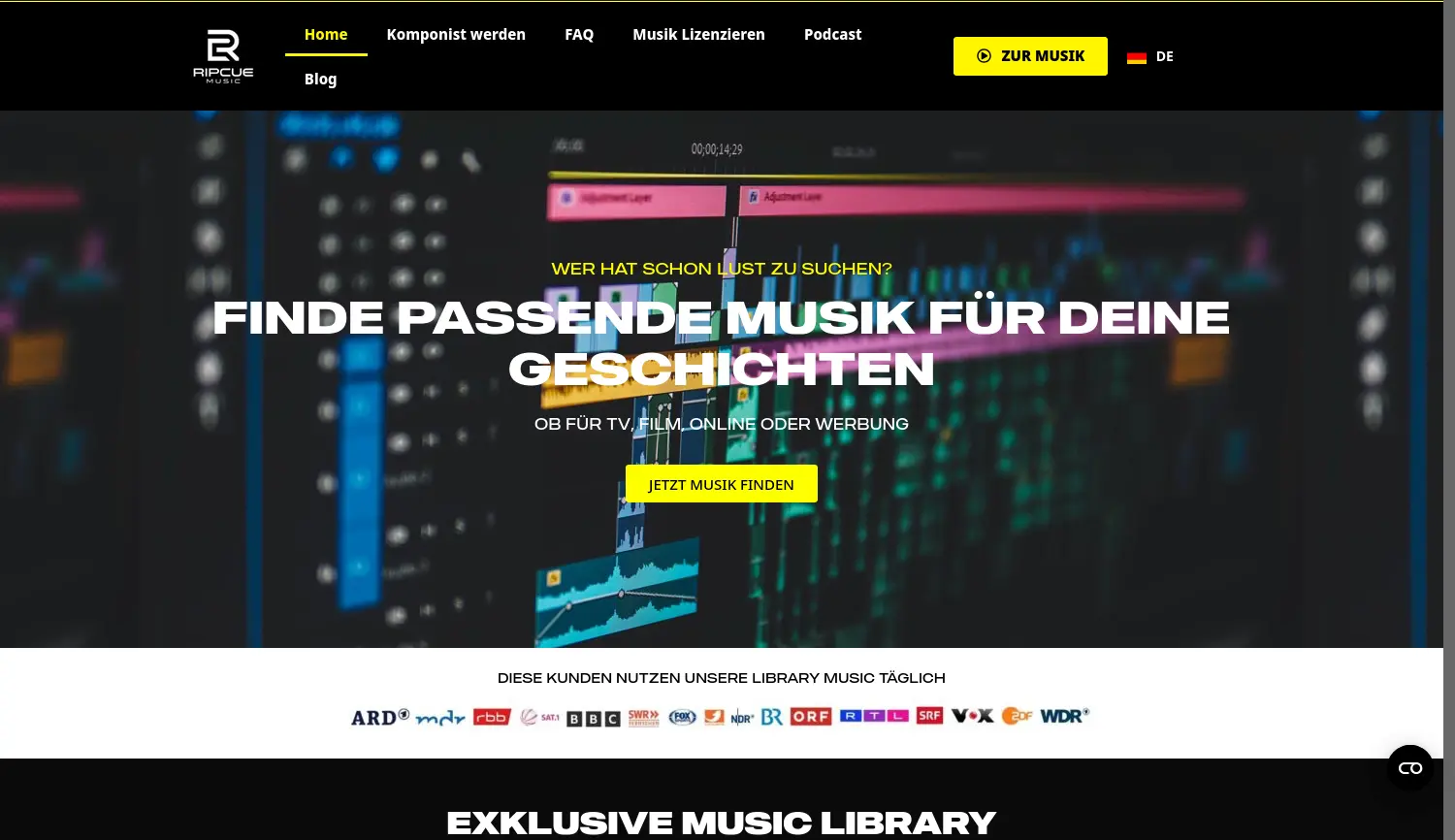 Website der Firma RipCue Music GmbH