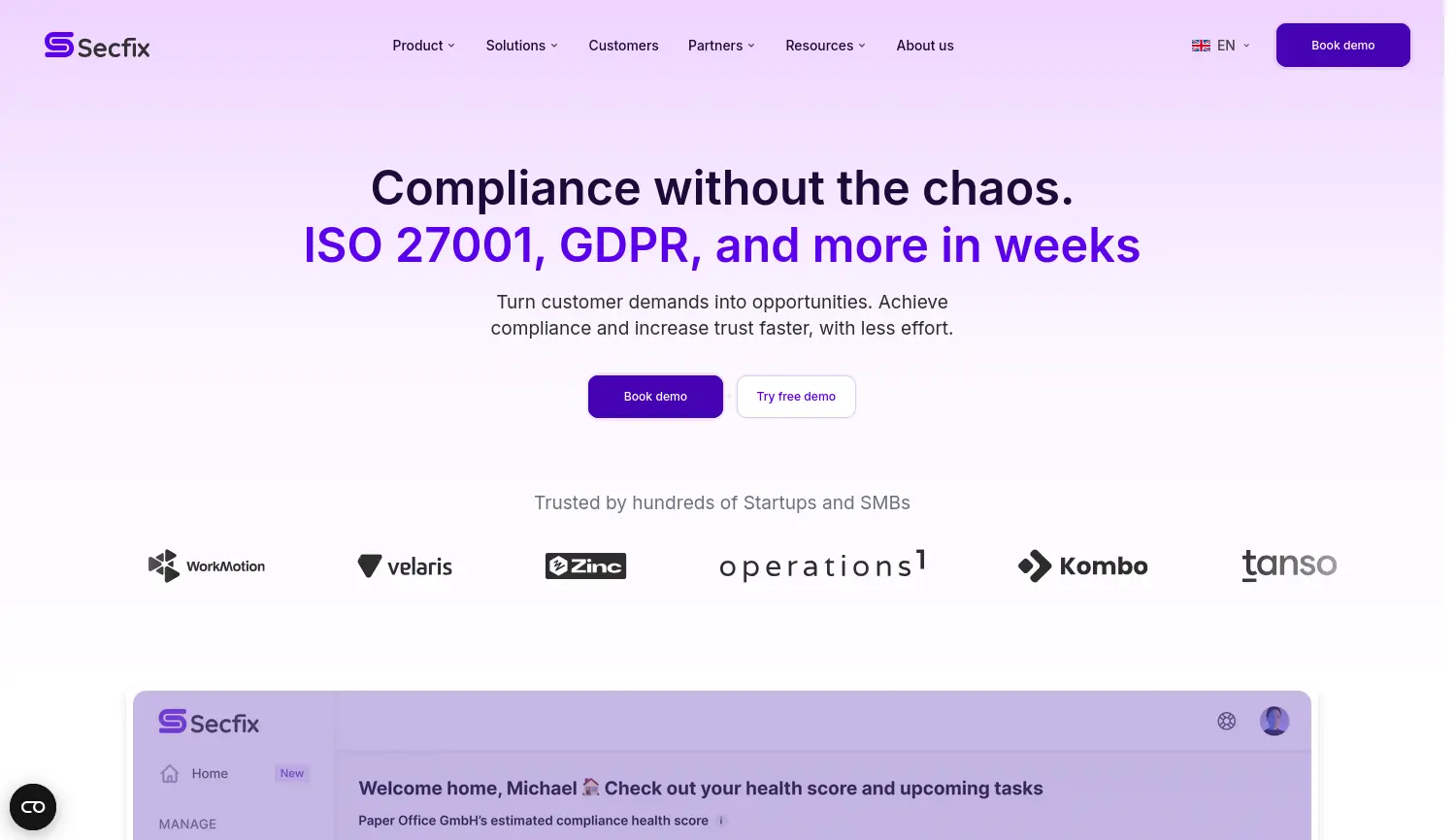 Website der Firma Secfix GmbH