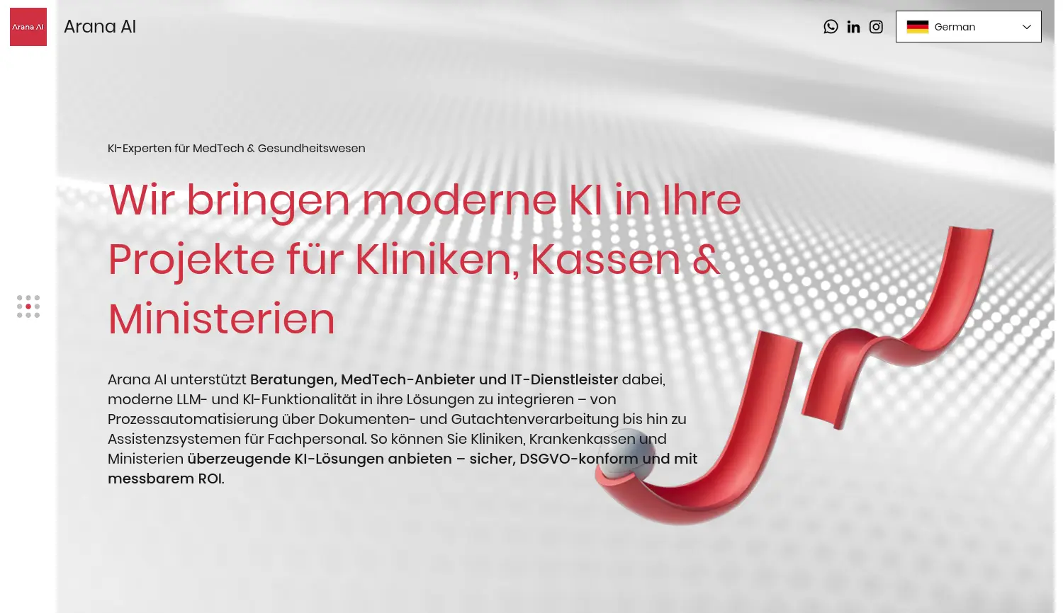 Website der Firma Arana AI GmbH