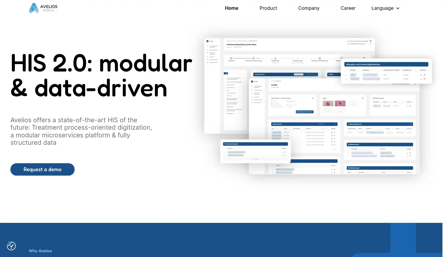 Website der Firma Avelios Medical GmbH