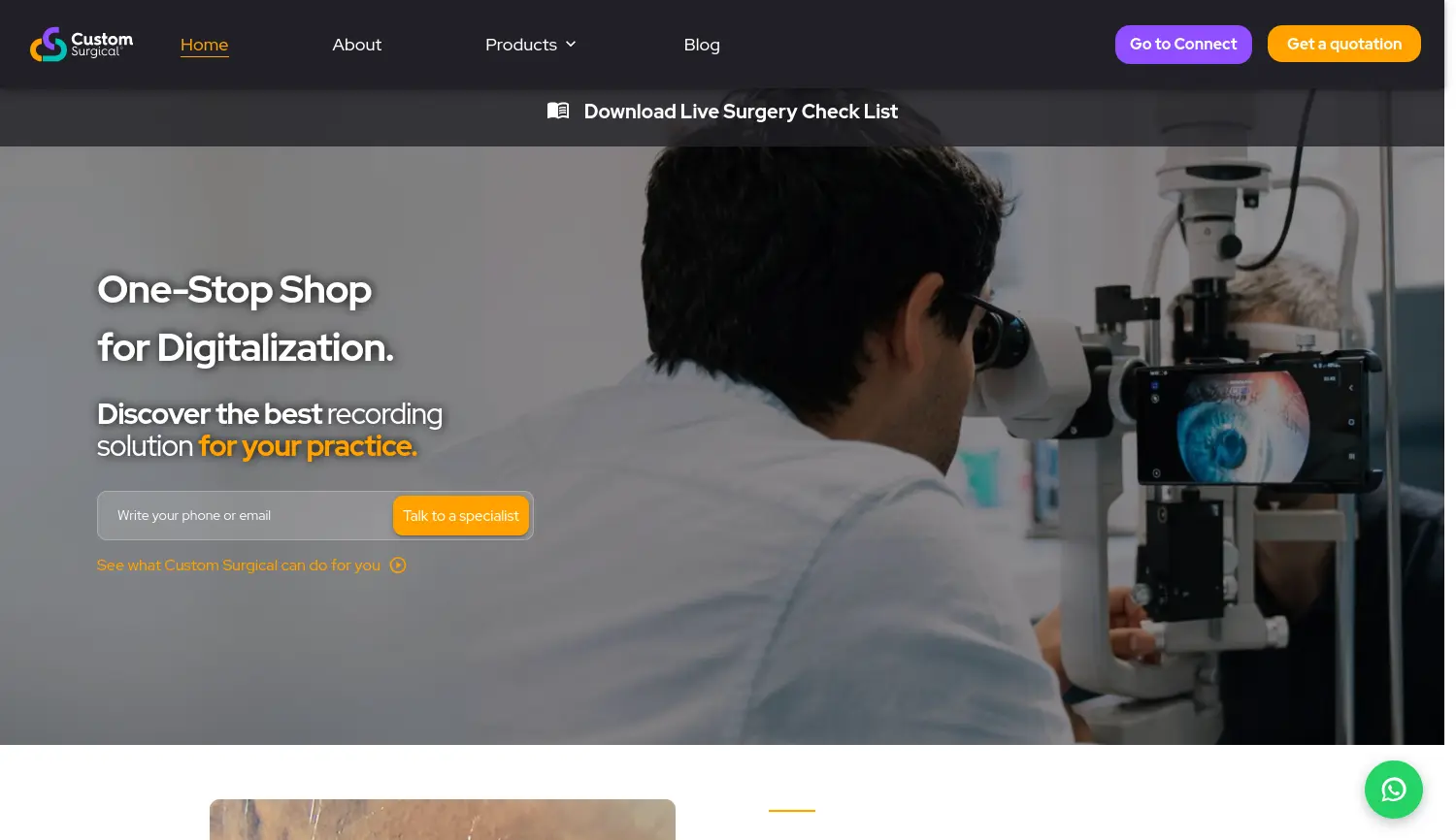 Website der Firma Custom Surgical GmbH