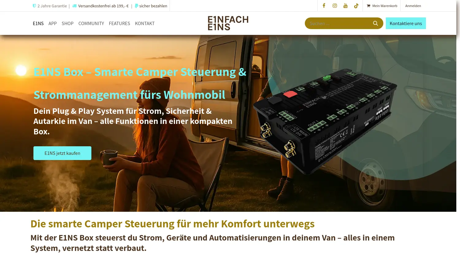 Website der Firma E1NFACH UG (haftungsbeschränkt)
