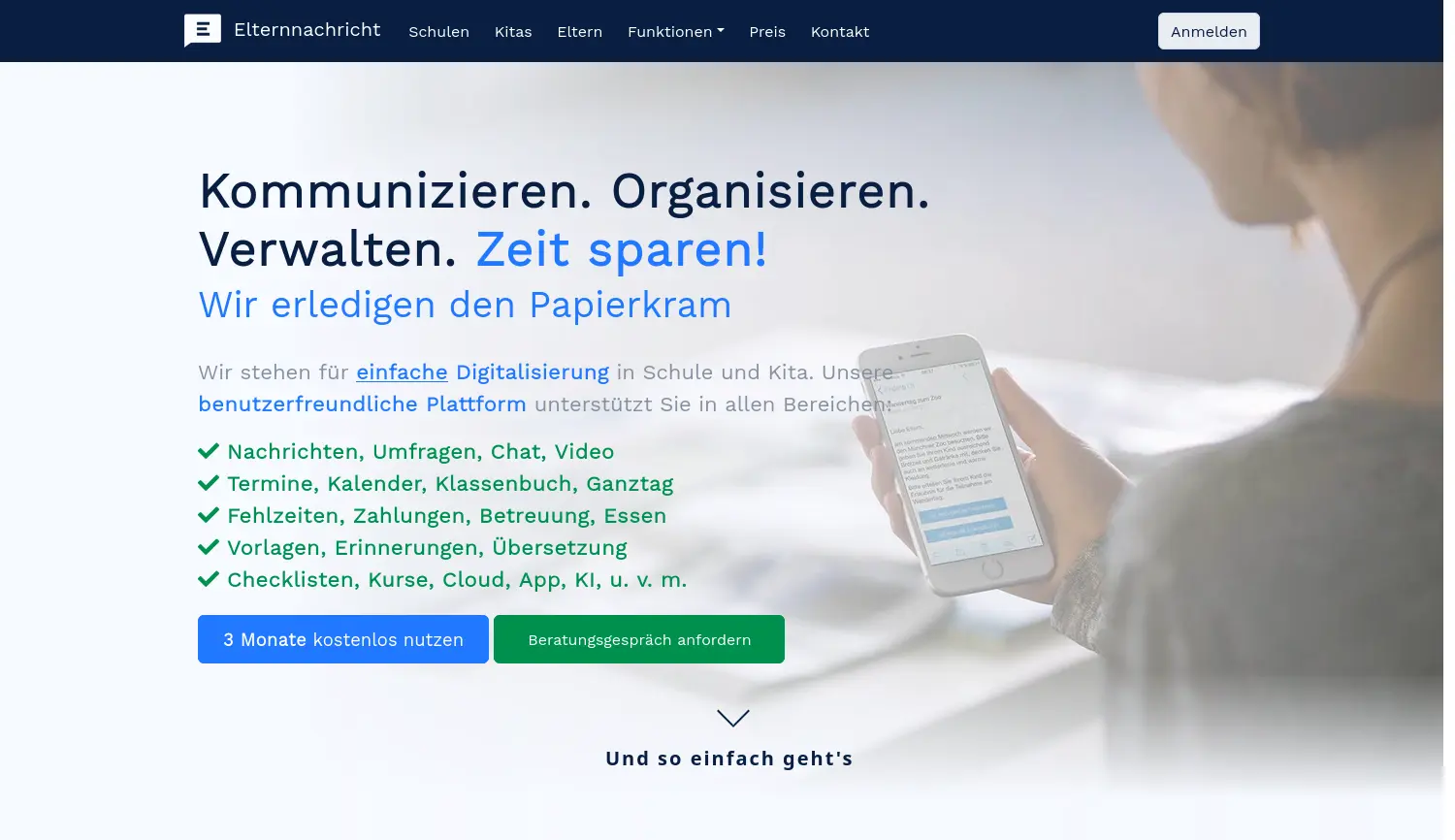 Website der Firma Elternnachricht