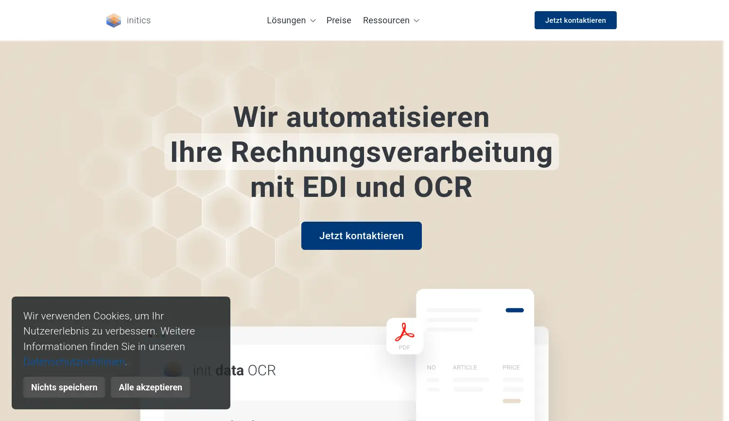 Website der Firma initics GmbH