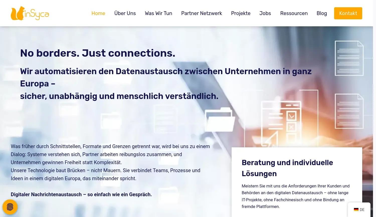 Website der Firma inSyca IT Solutions GmbH