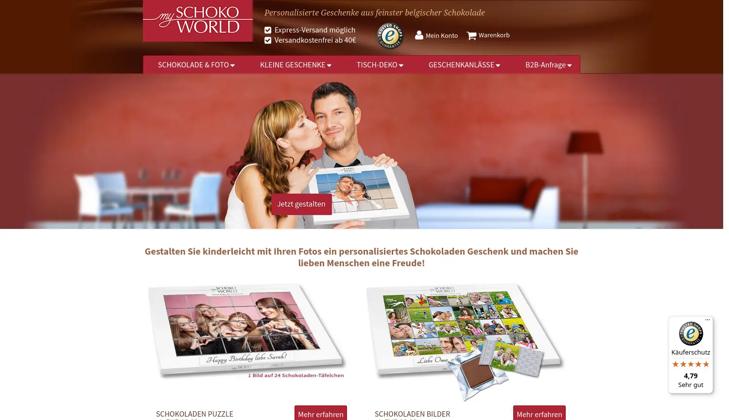 Website der Firma my SCHOKO WORLD