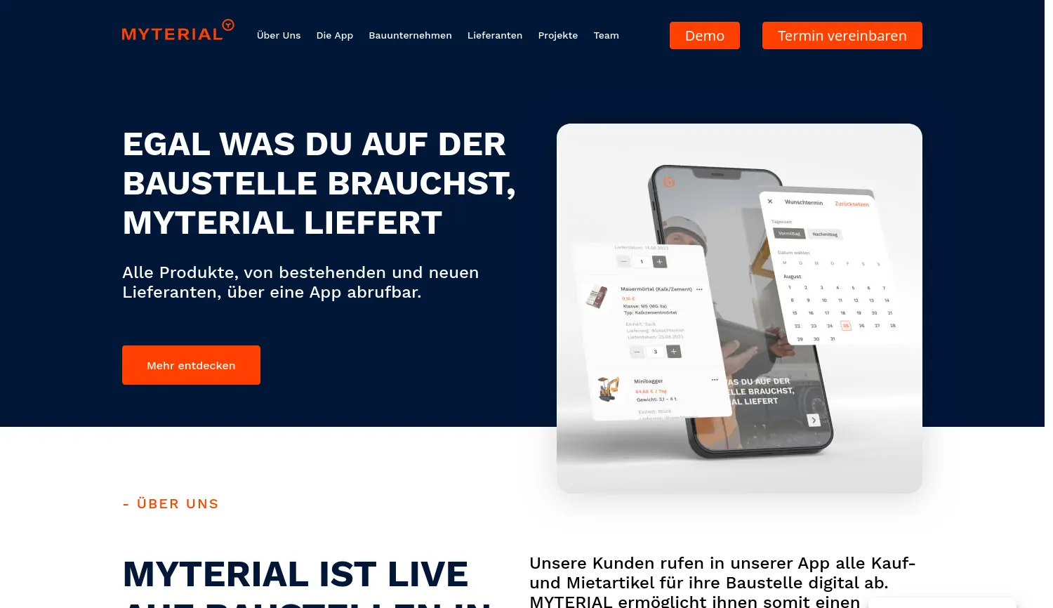 Website der Firma MYTERIAL GmbH