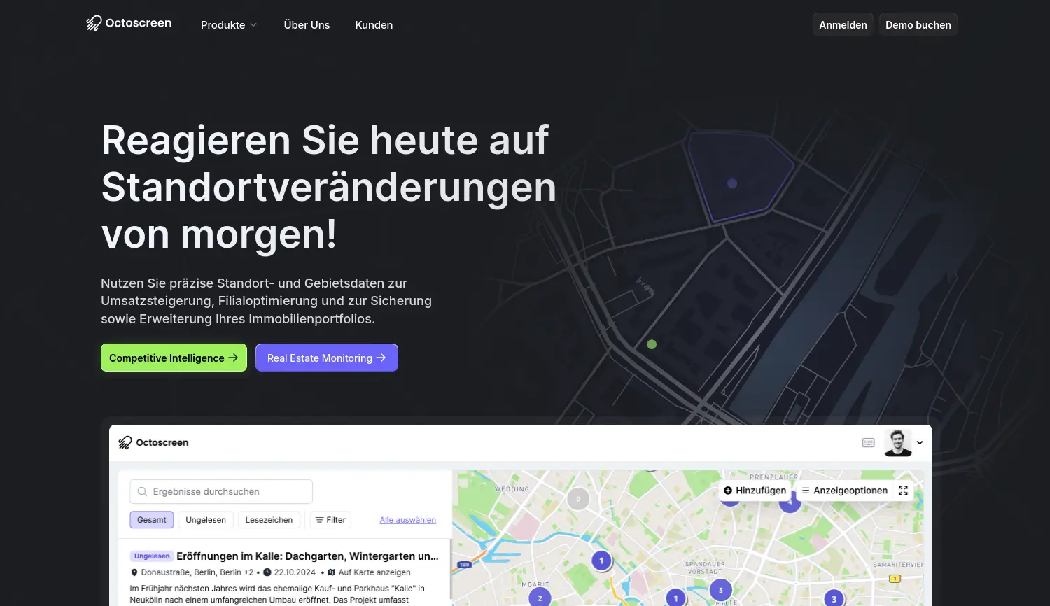 Website der Firma Octoscreen GmbH